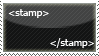 stamp showing fake html tags that say 'stamp' and '/stamp'